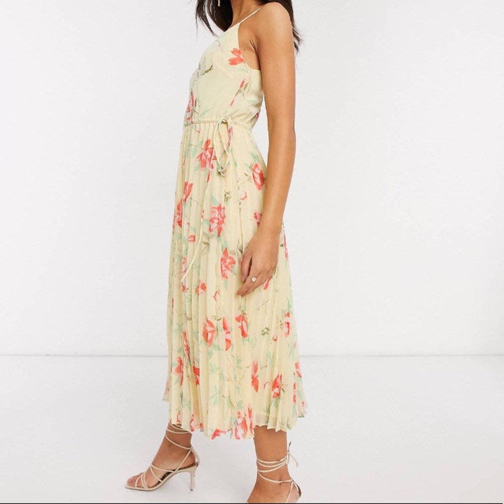 ASOS DESIGN pleated cami midi floral print dress